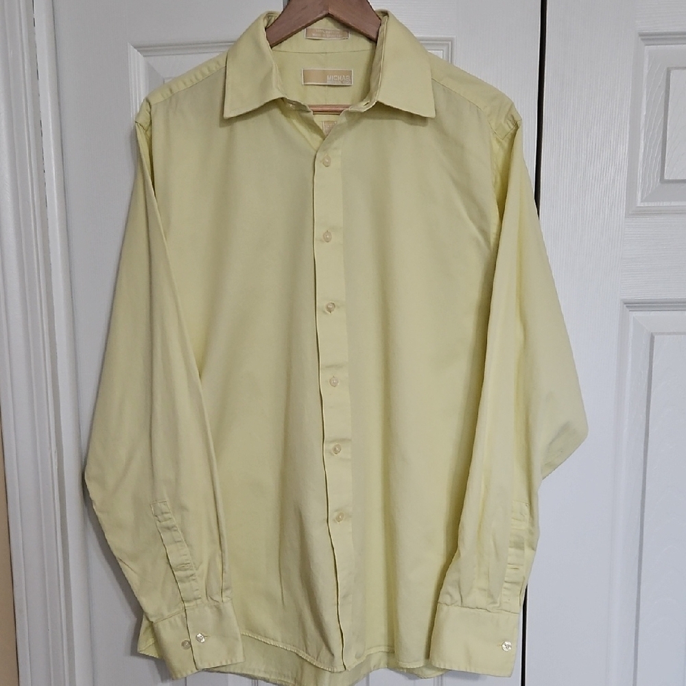 Michael Kors Men's Pale Yellow Dress Shirt